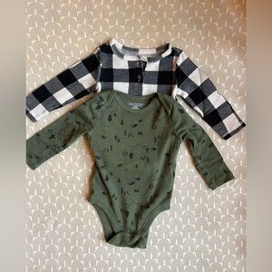 Old Navy Kids Bodysuit Set - Green and Black Checkered